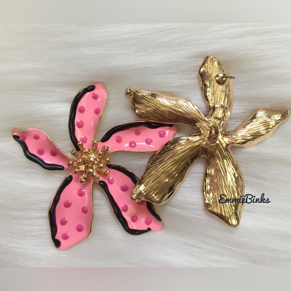 ✨3for$38 New Zara Enamel Floral Earrings ~ Floreat Statement Earrings - Picture 7 of 16